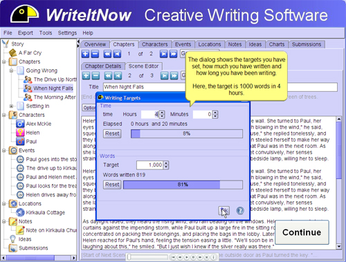 Software to help write a novel