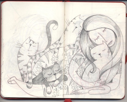 ines1woman of cats sketch 1